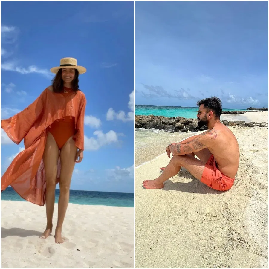 anushka-sharma-in-orange-bikini-with-virat-kohli-from-beach-vacation Virat Kohli Anushka Sharma