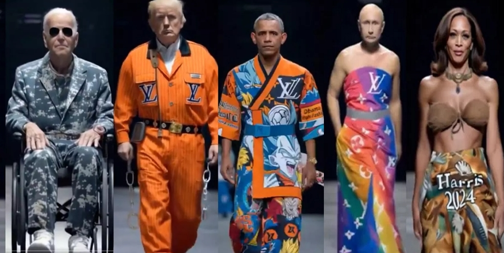 joe-biden-donald-trump-barak-obama-in-kamala-haris-putin-elon-musk-ai-fashion-show Elon Musk AI Fashion Show